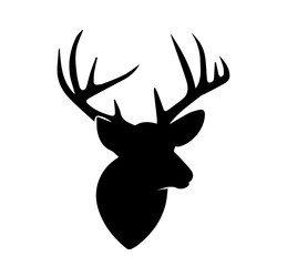 Silhouette of deer on white background.