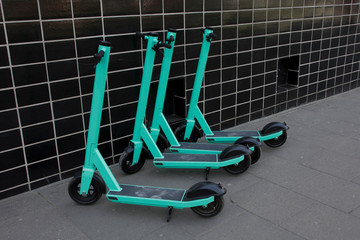 Electric scooters on city streets.