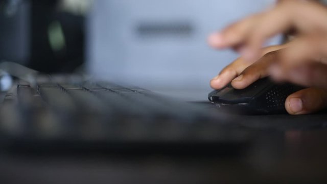 Computer Mouse Cursor In Hand, Keyboard Type And Click Using Finger Technology