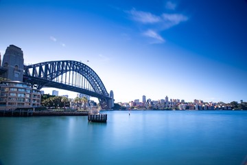 Naklejka premium Sydney Harbour Australia on a sunny clear blue sky day with the turquoise colours of the bay