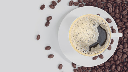 3D Rendering. White cup of coffee on White background.