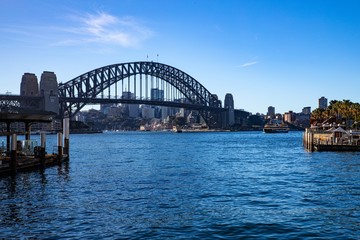 Sydney Harbour Australia on a sunny clear blue sky day with the turquoise colours of the bay