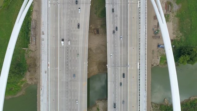 Interstate 30 Tom Landry Freeway Bridge Dallas Texas USA Drone Video