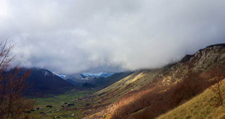 valley on the mountain peaks gallinola in matese park