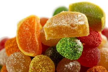 Fototapeta na wymiar Sweet dessert colorful fruit jelly candy.