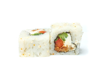 sushi and rolls on a white background food