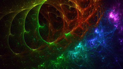 3D rendering abstract colorful fractal light background