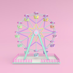  3d render illustration attraction ferris wheel. Modern trendy design. White and gold colors. © Olya Fedorova