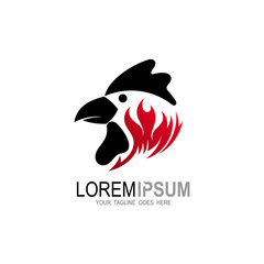 Chicken logo and fire design combination