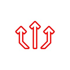 Three way direction arrow icon isolated on white background. Triple arrows color icon 