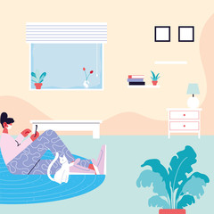 woman freelancer working remotely from her home