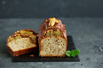 Chocolate Banana Cupcake. Selective focus
