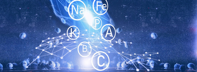 Water drops on ripe sweet blueberry. Fresh blueberries background with copy space for your text. Vegan and vegetarian concept.