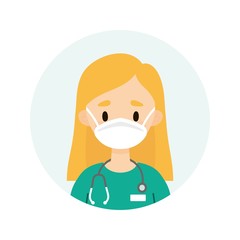 Female doctor/nurse wearing a mask