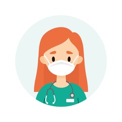 Female doctor/nurse wearing a mask