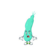 A cartoon design of helicobacter pylory showing an amazed gesture