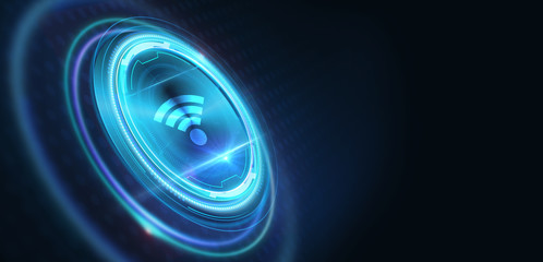 Business, Technology, Internet and network concept. Free WiFi network signal.