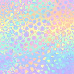 Holographic Leopard Print on Gradient Background - Cute holographic leopard spots pattern on bright pastel gradient background