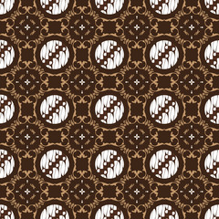 Unique circle pattern on Java batik design with fabric seamless dark brown color design
