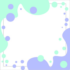 vector colorful gradient geometrical frame with bubles. blue and purple colors. sea frame