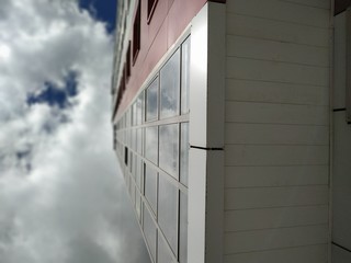 modern building with clouds