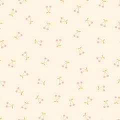 Seamless pattern with pink cherries