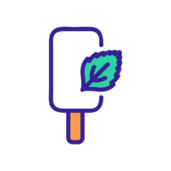ice cream on stick with mint icon vector. ice cream on stick with mint sign. color symbol illustration