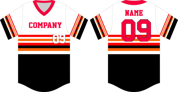 Baseball jersey, sport uniform,  template. Baseball t-shirt mock up. Front and back view baseball uniform