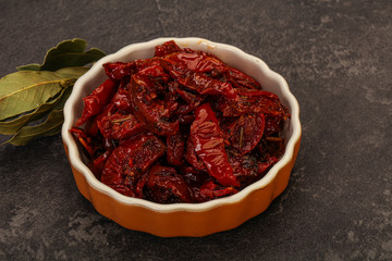 Dry tomato heap in the bowl