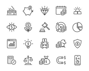 set of money icons, finance, payment, currency