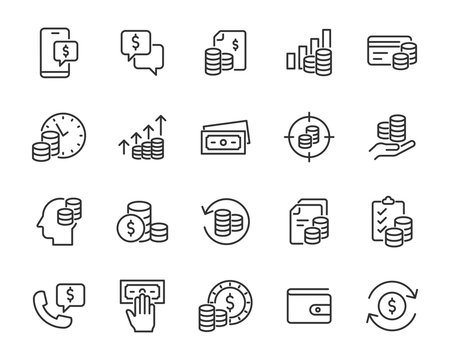 set of money icons, finance, payment, currency
