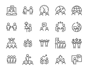 set of work icons, job, meeting, teamwork, management