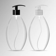 Liquid dispenser. An empty form for your logo. Plastic bottle. Isolated vector.