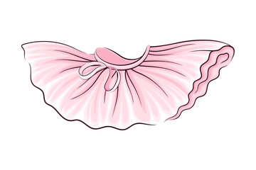 Pink Tutu Skirt with Corrugated Edges Vector Illustration - obrazy, fototapety, plakaty