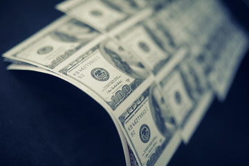 The concept of the global economic crisis. Illegal production of US dollars. Print money...