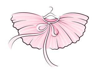Pink Tutu Skirt with Corrugated Edges on Hanger Vector Illustration