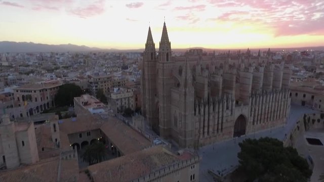 Sunrise Over La Seu Cathedral Palma de Mallorca Spain