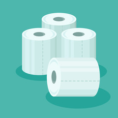 Pile of toilet paper rolls in flat style. Vector illustration.