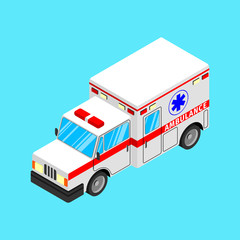 Ambulance in isometric style. Vector illustration.