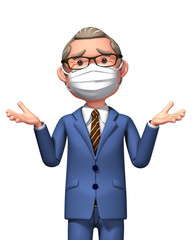 An executive who is in trouble with a mask created with 3d rendering_1