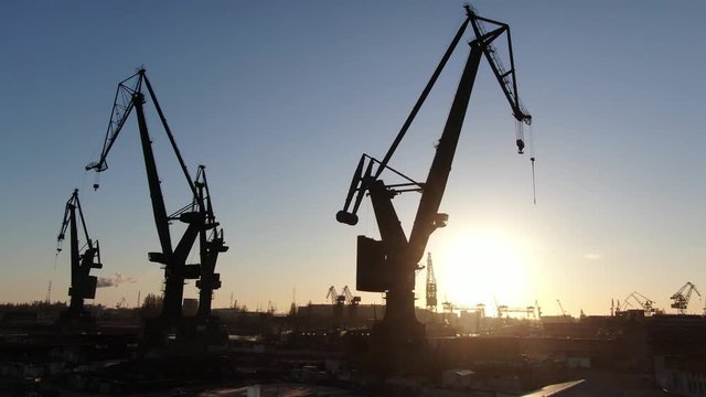 Gdańsk shipyard cranes overlook
