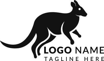 Kangaroo logo - kangaroo Vector Single adorable jumping kangaroo for national zoo logo identity. Australian animal mascot concept for travel tourism campaign icon.flat vector minimalist logo

