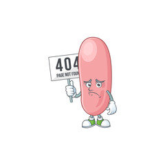 Sad face of legionella pneunophilla cartoon character raised up 404 boards