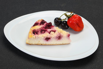 Cheesecake with cherry served strawberry