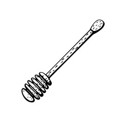 Honey stick isolated on a white background. Bee honey. Hand-drawn vector illustration in the Doodle style.