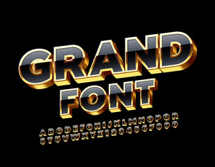 Vector Grand Chic Font. 3D Premium Alphabet Letters and Numbers.