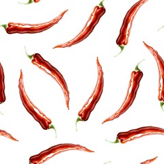 seamless pattern with watercolor peppers