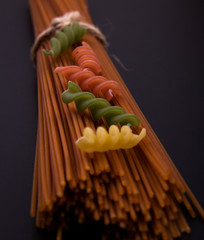 A close shot of colorful and tasty pasta.