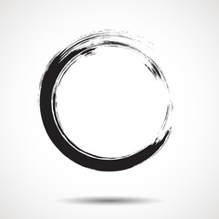 Brush painted black ink circle