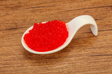 Red salmon caviar in the bowl